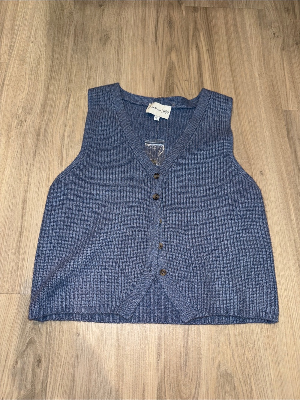 Blue Knit Button up Vest Size M